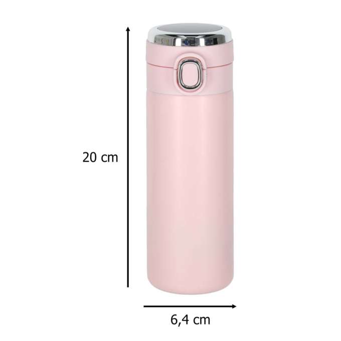 Thermal mug bidon with mouthpiece thermos LED 420ml pink