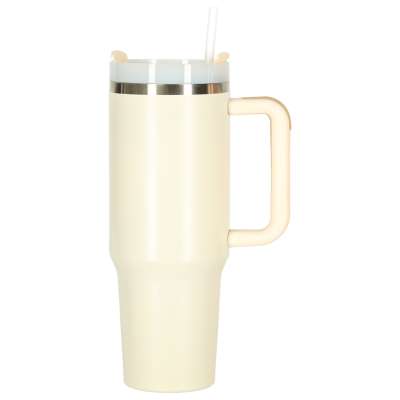 Thermal mug with handle thermos 1200ml cream