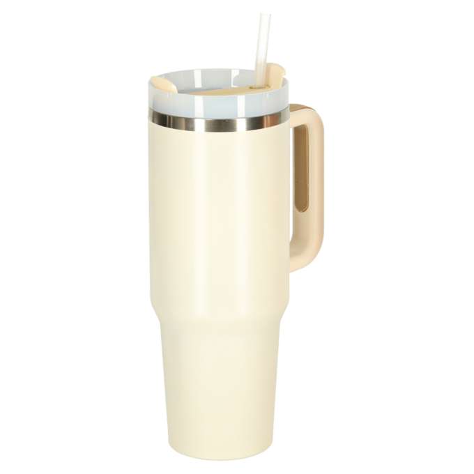 Thermal mug with handle thermos 1200ml cream
