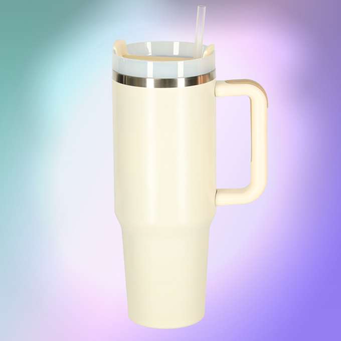 Thermal mug with handle thermos 1200ml cream