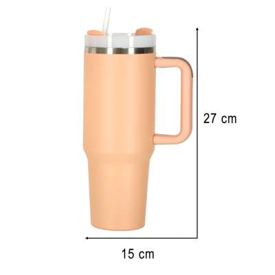 Thermal mug with handle thermos 1200ml powder pink