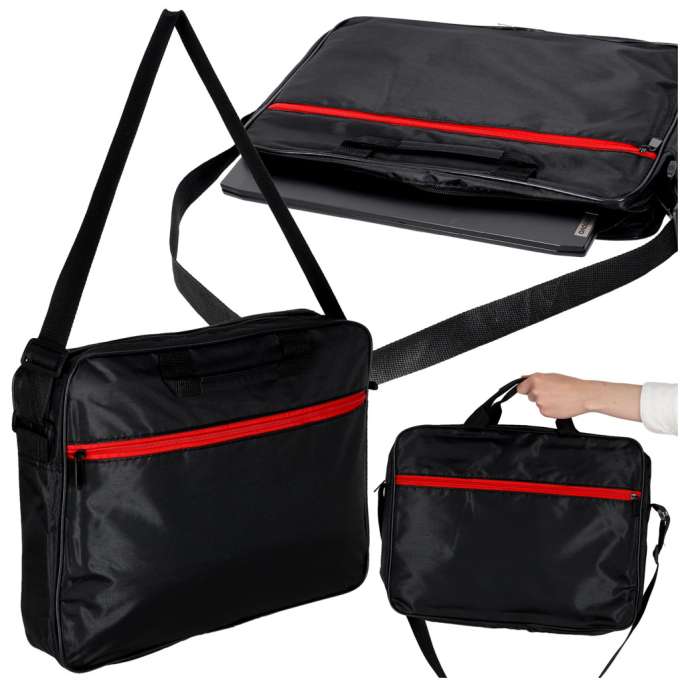 Torba na laptopa 15,6 cali etui pokrowiec z paskiem teczka damska męska czarna