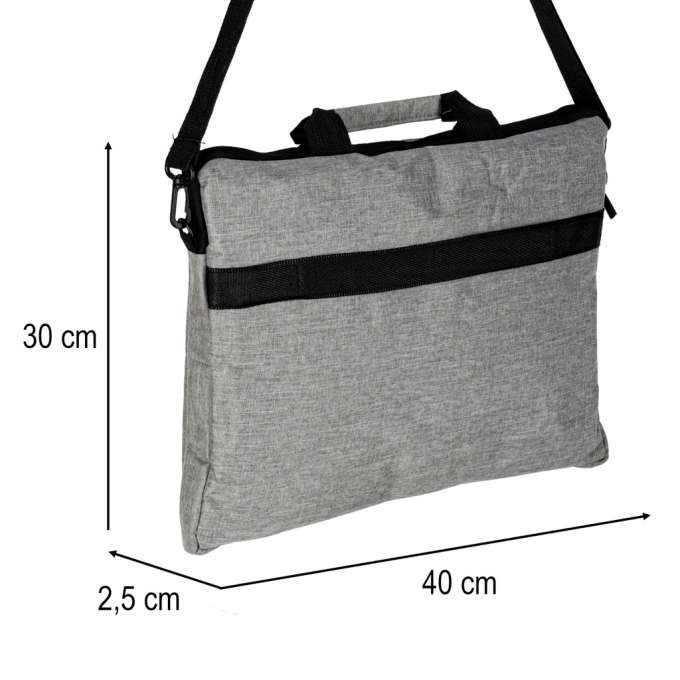 Torba na laptopa 15,6 cali etui pokrowiec z paskiem teczka damska męska mocna szara