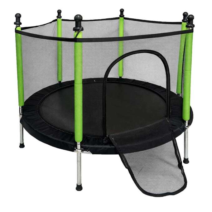 Trampoline for home garden for kids ball net 140cm 55inch green