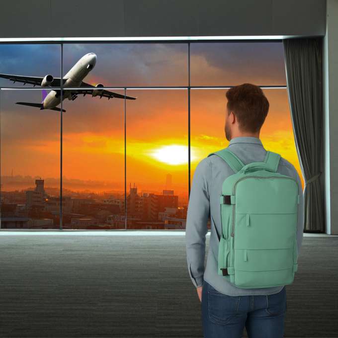 Travel backpack luggage green 45x30 cm
