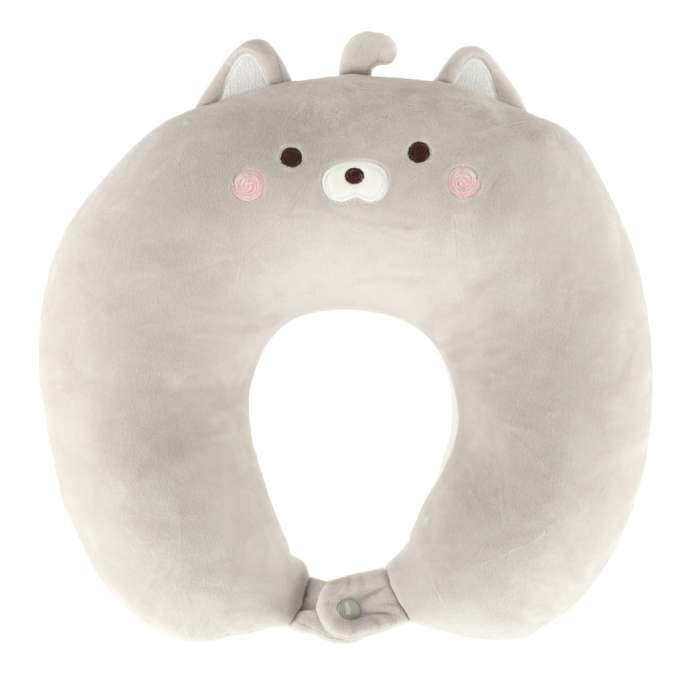 Travel cushion 2in1 neck roll for aeroplane car mascot cat