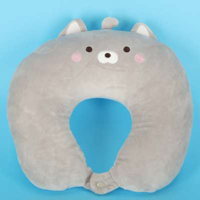 Travel cushion 2in1 neck roll for aeroplane car mascot cat