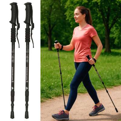 Trekking poles for Nordic walking folding 2 pieces black