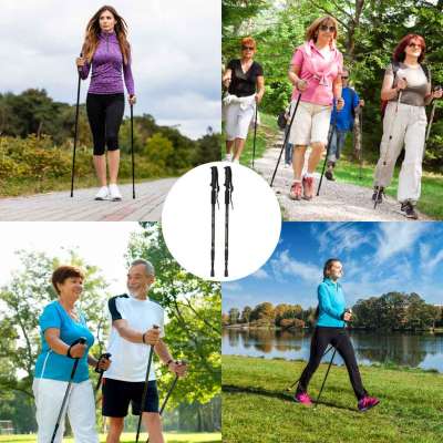 Trekking poles for Nordic walking folding 2 pieces black