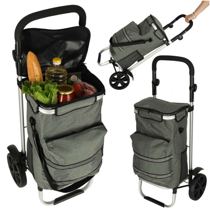 Trolley shopping bag on wheels 100cm grey