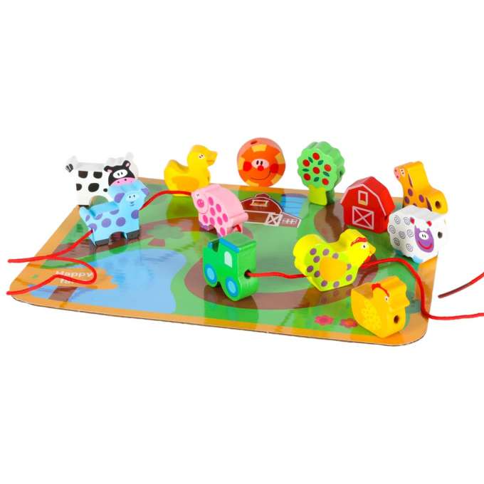 Wooden blocks for threading board board board farm animals