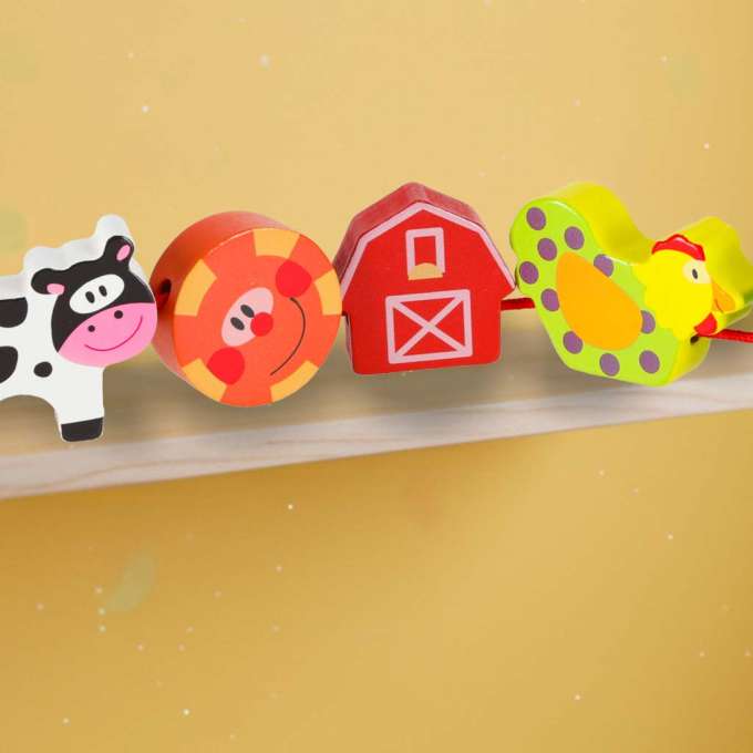 Wooden blocks for threading board board board farm animals