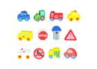 Wooden blocks for threading board board cars vehicles 5