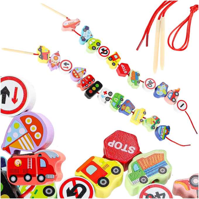 Wooden blocks for threading vehicles traffic signs