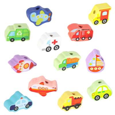 Wooden blocks for threading vehicles traffic signs