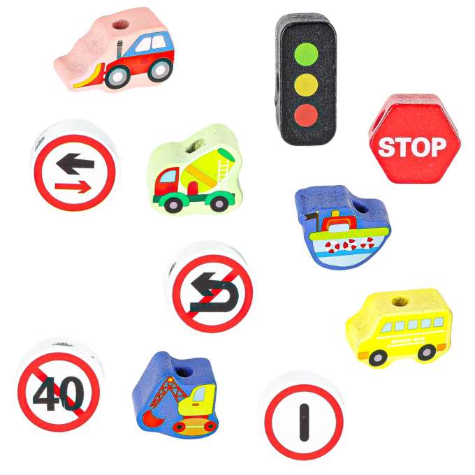 Wooden blocks for threading vehicles traffic signs