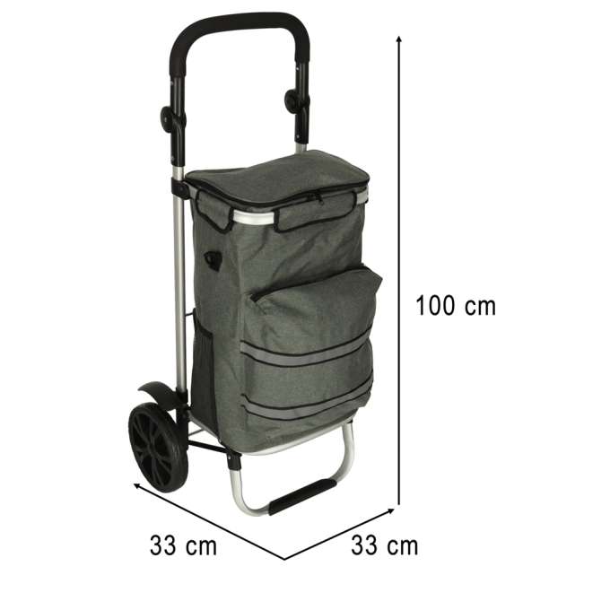 Wózek torba na zakupy na kółkach ze stelażem 100cm szary