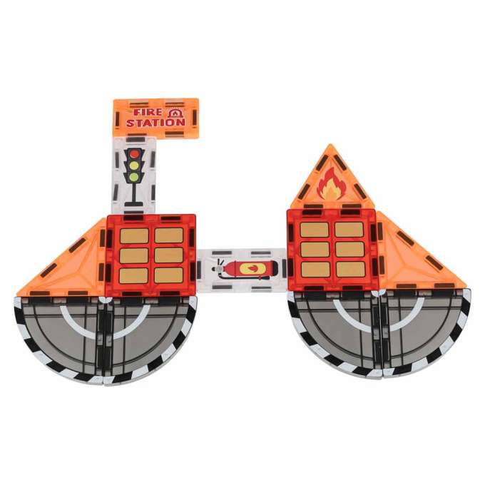 3D magnetic construction blocks fire department 2 cars 92 elements