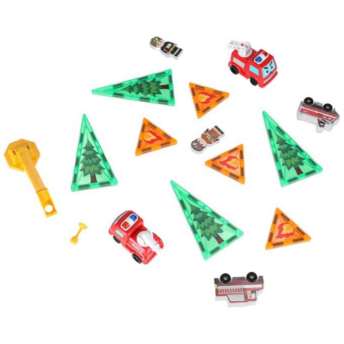 3D magnetic construction blocks fire department 2 cars 92 elements