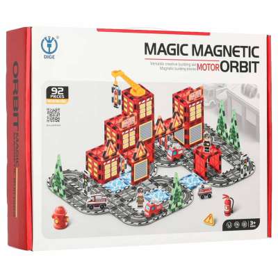 3D magnetic construction blocks fire department 2 cars 92 elements