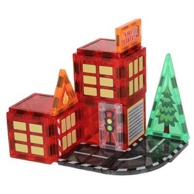 3D magnetic construction blocks fire department 48 elements
