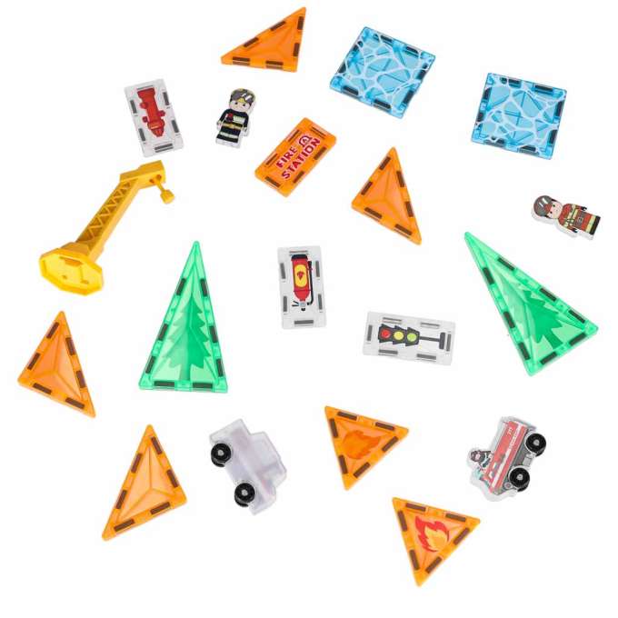 3D magnetic construction blocks fire department 48 elements