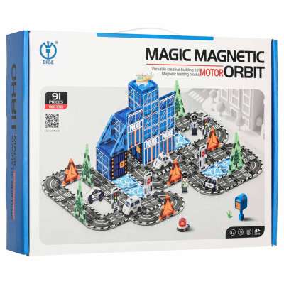 3D magnetic construction blocks police police cars 91 elements