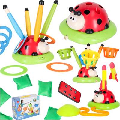 Arcade game for children jump rope launcher target throw ladybug 4-in-1