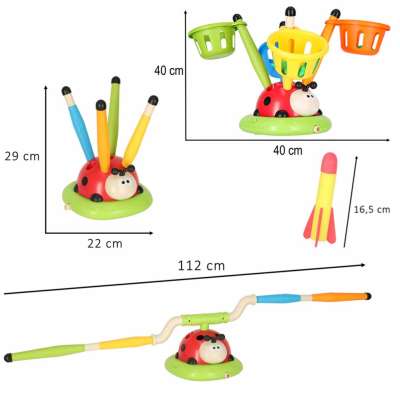 Arcade game for children jump rope launcher target throw ladybug 4-in-1