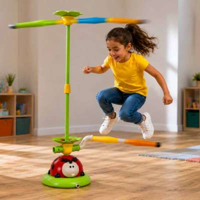 Arcade game for children spinning pole target throwing ladybug 5-in-1