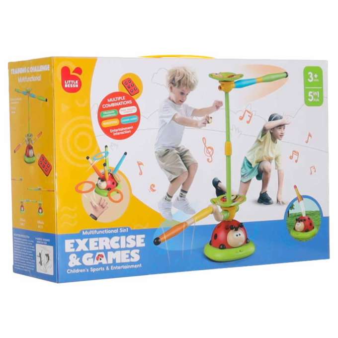 Arcade game for children spinning pole target throwing ladybug 5-in-1