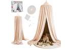 Baby canopy over crib curtain tent tipi hanging beige 1