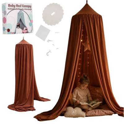 Baby canopy over crib curtain tent tipi hanging dark pink