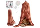 Baby canopy over crib curtain tent tipi hanging dark pink 1
