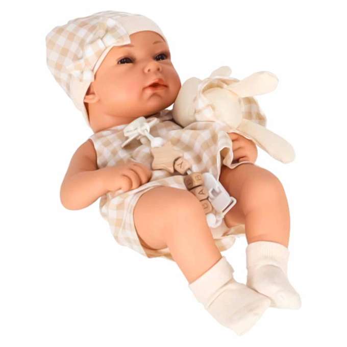 Baby doll baby with carrier mascot rabbit beige