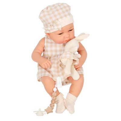 Baby doll baby with carrier mascot rabbit beige