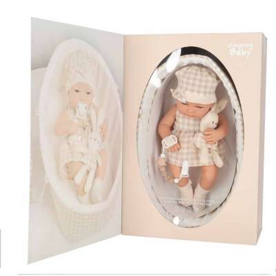 Baby doll baby with carrier mascot rabbit beige