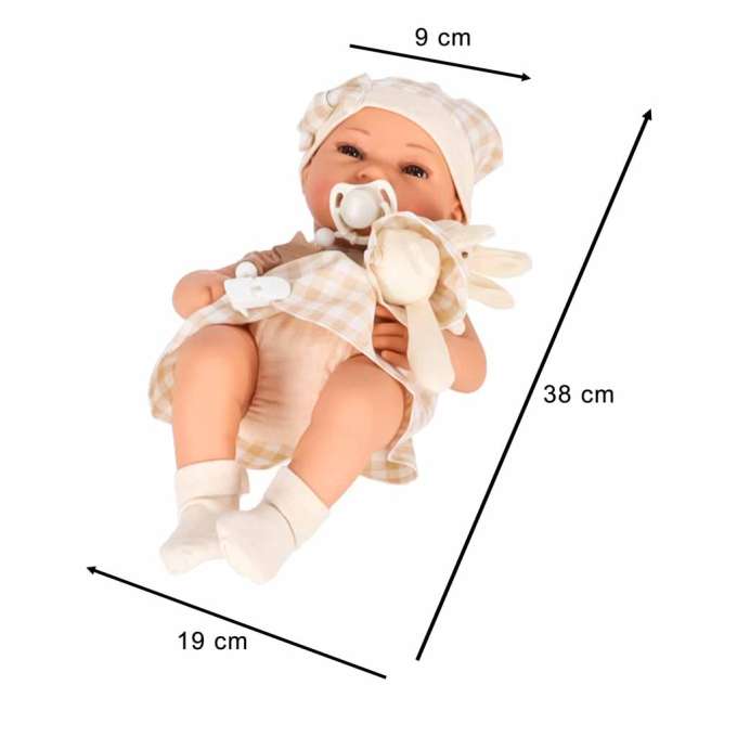 Baby doll baby with carrier mascot rabbit beige