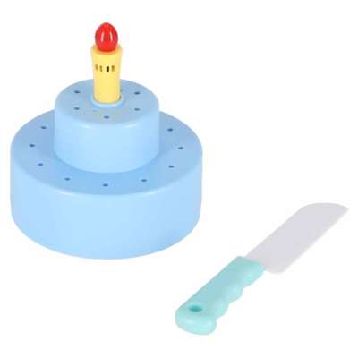 Birthday cake three-story velcro cutting cake music light 117 pieces blue