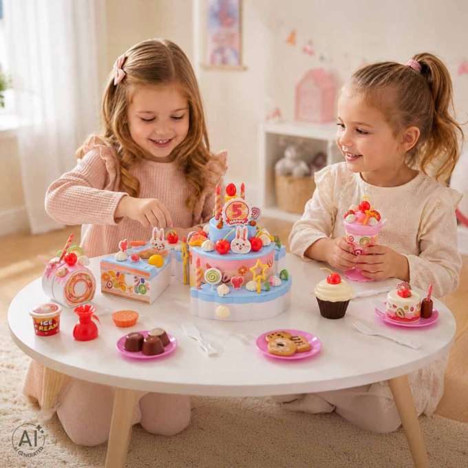 Birthday cake three-story velcro cutting cake music light 117 pieces blue