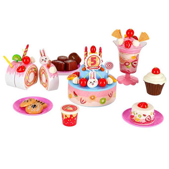 Birthday cake three-story velcro cutting cake music light 117 pieces blue