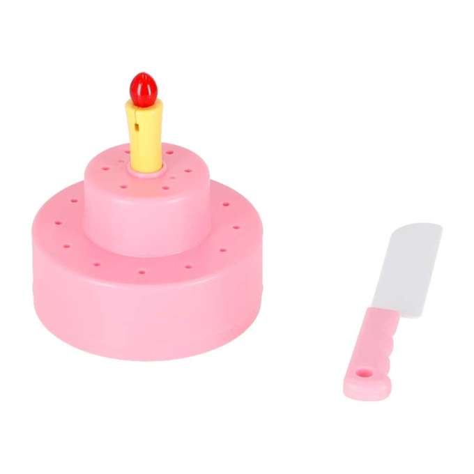 Birthday cake three tier velcro cutting cake music light 117 pieces pink