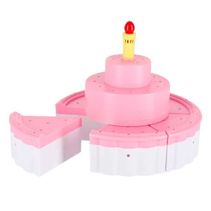 Birthday cake three tier velcro cutting cake music light 75 pieces pink