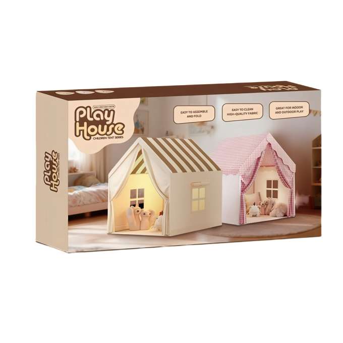 Children's folding house tent yellow striped
