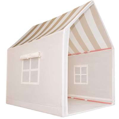Children's play tent foldable yellow with stripes for the kids' room