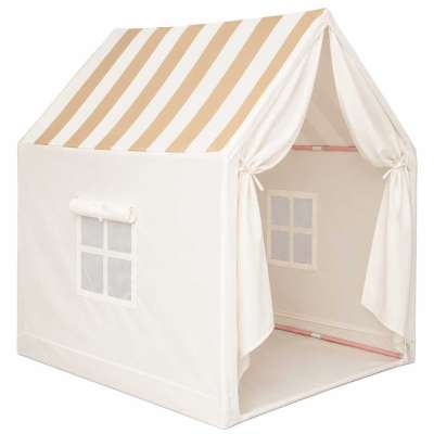 Children's play tent foldable yellow with stripes for the kids' room