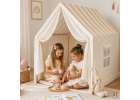 Children's play tent foldable yellow with stripes for the kids' room 4