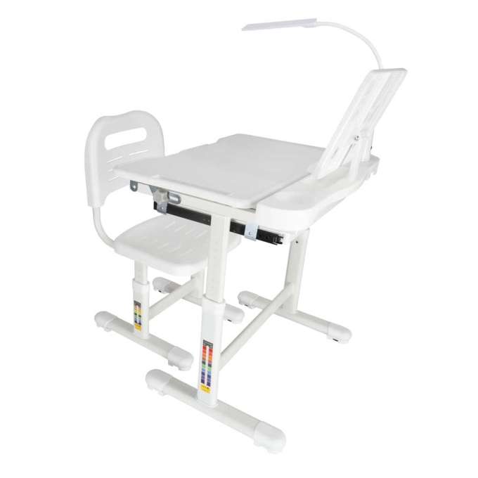 Children's school desk adjustable chair LED lamp USB white