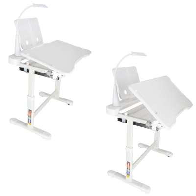 Children's school desk adjustable chair LED lamp USB white