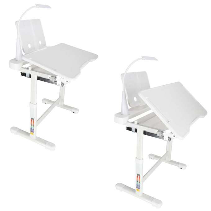 Children's school desk adjustable chair LED lamp USB white